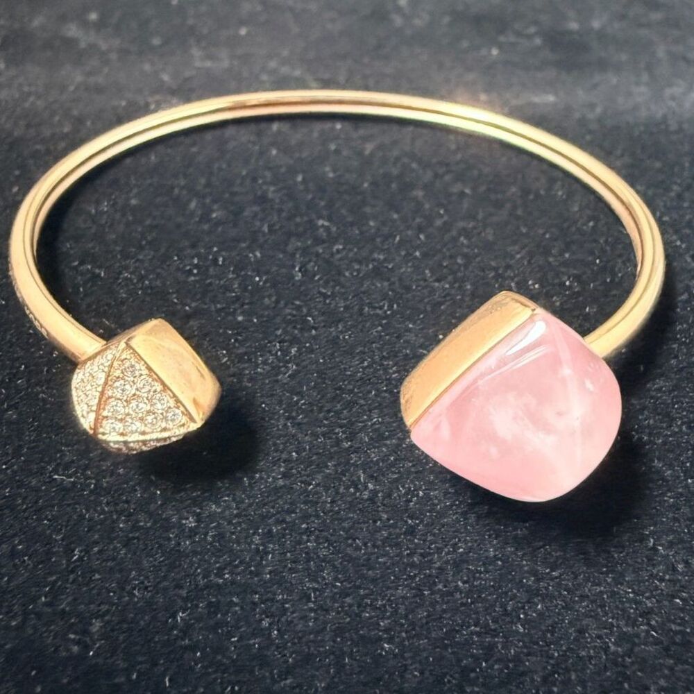 Michael Kors Blush Rush Collection Rose Gold-Tone Pyramid Stone Cuff Bracelet